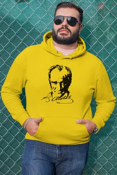 

Angemiel Wear ATATURK Portrait Yellow Men 'S Hooded Sweatshirt