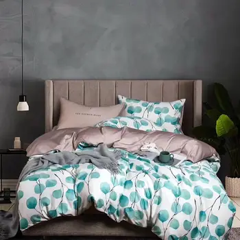 

Luxury bedding arttextile Egyptian cotton 100% euro silky comfortable with vegetable pattern turquoise Gray