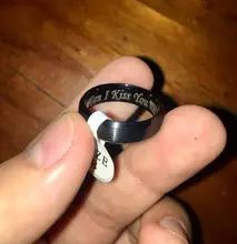 Center-Ring Wedding-Band Name-Letter Stainless-Steel Custom Vnox Black Personalize Women
