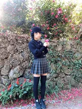 Skirt Knee-Length High-Waist Fall/winter Women's A-Line Above Folded New