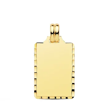 

18k gold pendant veneer rectangular 24mm. Carved edging unisex