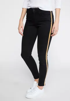 

DeFacto Woman All-match Black Denim Jeans Women Fashion Yellow Stripe Jeans Female Casual Skinny Pants Trousers-J7517AZ18AU