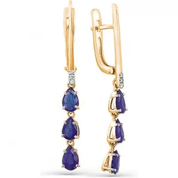 

Master brilliant drop earrings with sapphires and diamonds in red gold