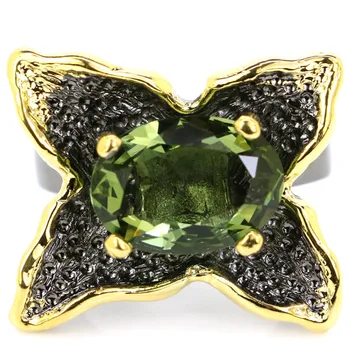 

24x20mm Sublime Antique Vintage Created Green Amethyst Jewelry Making Black Gold Silver Rings