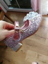 Disney-zapatos de princesa Elsa para niña, zapatos de vestir de dibujos animados de Frozen para niña, zapatos de fiesta de moda con tacones altos, regalo de Navidad