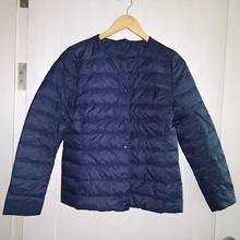 Abrigo de plumón ultraligero para mujer, chaqueta de plumón de pato sin cuello redondo, acolchado, portátil, novedad de invierno 2020