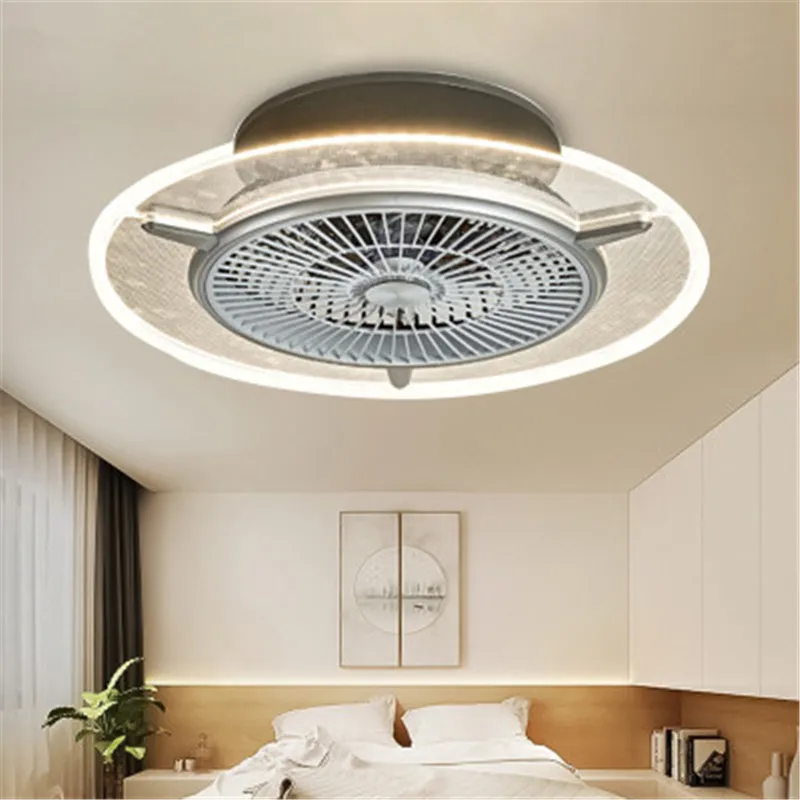 Экологически чистый Ресторан светодиодный потолочный вентилятор свет Невидимый вентилятор свет простой современный гостиная лампа комнатный вентилятор свет