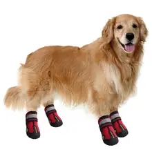 Ботинки для собак водонепроницаемая обувь для больших собак с отражающей липучкой прочная противоскользящая подошва черный 4 шт