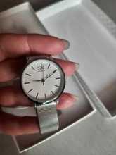 SK – relojes superfino para mujer, malla plateada, de acero inoxidable, informal, de pulsera, femenino