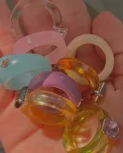 HUANZHI-Conjunto de anillos redondos de resina acrílica para mujer, colorido, Diamante de imitación cuadrado geométrico, regalo de viaje, 2021