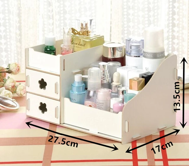 wooden diy cosmetic storage case makeup