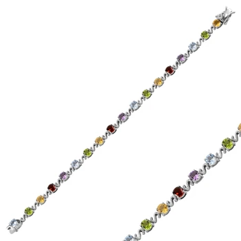 

Silver 925 Sterling, Peridot, Garnet, Citrine, Aquamarine & Amethyst CZ Bracelet