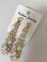 Grace Jun alta calidad de diamantes de imitación Clip de perla simulada en pendientes sin Piercing para las mujeres Weddng de lujo Clip de oreja