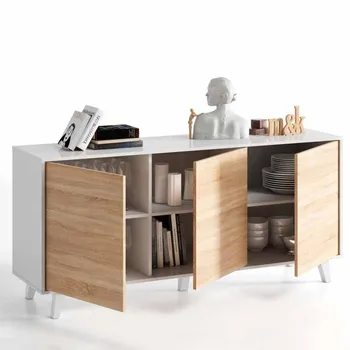 

Sideboard Buffet dining room 3 Doors, White Color Brightness and Oak Canadian 154x75x41 cm