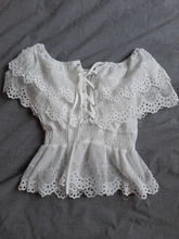 White Blouse Shirts Bandage Crop-Tops Lace-Flower Korean-Tunic Blusas Joinyouth Ruffles