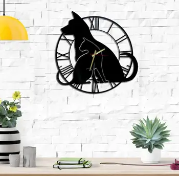 

Cat&Dog Classical Unique Design Metal Wall Clock Metal Wall Art Works - Metal Wall Decor Home Office Decoration Modern Industria