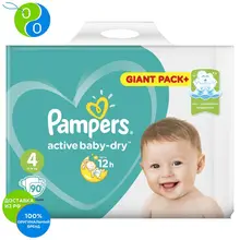 Подгузники Pampers Active Baby-Dry 9–14 кг, размер 4, 90шт