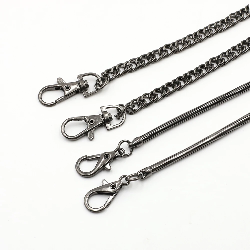 

FASHIONS KZ 125cm Long Metal Round Snake Chain Female Shoulder Bag Crossbody Replacement Bag Strap Gun Color Metal Chain KZC0003