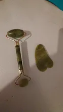 Gua Sha-Rodillo de piedra de jade para masaje facial, rodillo estiramiento piel cuello, doble cabezal, relajación de la piel, piedra de jade natural