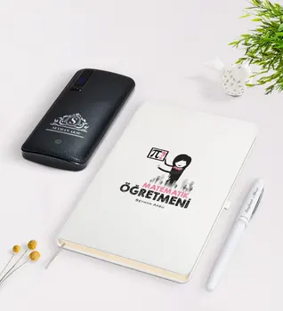 

Personalized Math Teacher White Notebook Pen 12.000 Mah Powerbank Gift Seti-1