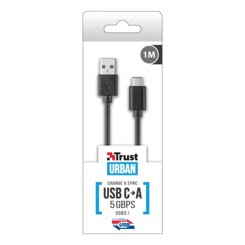 Кабель 21175 Trust UR USB3.1 USB-C USB-A 1м 5Гб/с SuperSpeed