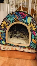 Cama para mascota cálida desmontable para invierno, caseta para dormir de perro, nido de gato suave para gatito y cachorro, cueva cómoda, diseño de lazo, lavado a mano
