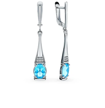 

Silver earrings with Topaz and cubic zirconia SUNLIGHT test 925
