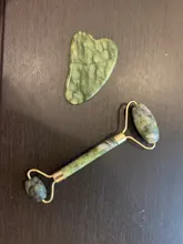 Gua Sha-Rodillo de piedra de jade para masaje facial, rodillo estiramiento piel cuello, doble cabezal, relajación de la piel, piedra de jade natural
