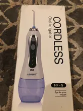 AZDENT HF-5 irrigador Oral de agua portátil hilo Dental recargable USB agua irrigador Dental con chorro diente elegir 5 De punta 300ml 3 modelos