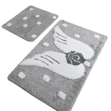 Коврики для ванной нескользящие Противоскользящие коврики противоскользящие Angel Gray 2'Li набор 60X100 см-50X60 см