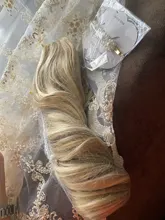 Extensiones de Cabello para mujer, coletas con ondas, 14 pulgadas, pelo sintético Rubio, extensión Natural