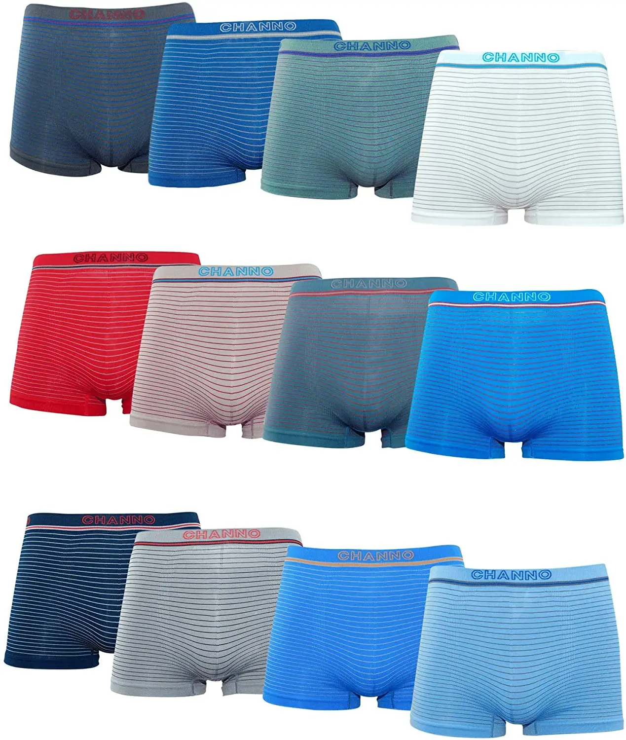 Channo Set van 12 effen boxershorts en slips voor kinderen, van katoen., Uomo, 16-18 años