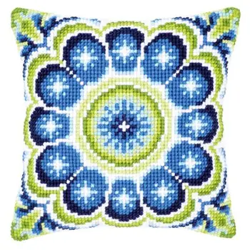 

0145505-pn pillow vervaco' blue-green rosette '40x40 cm