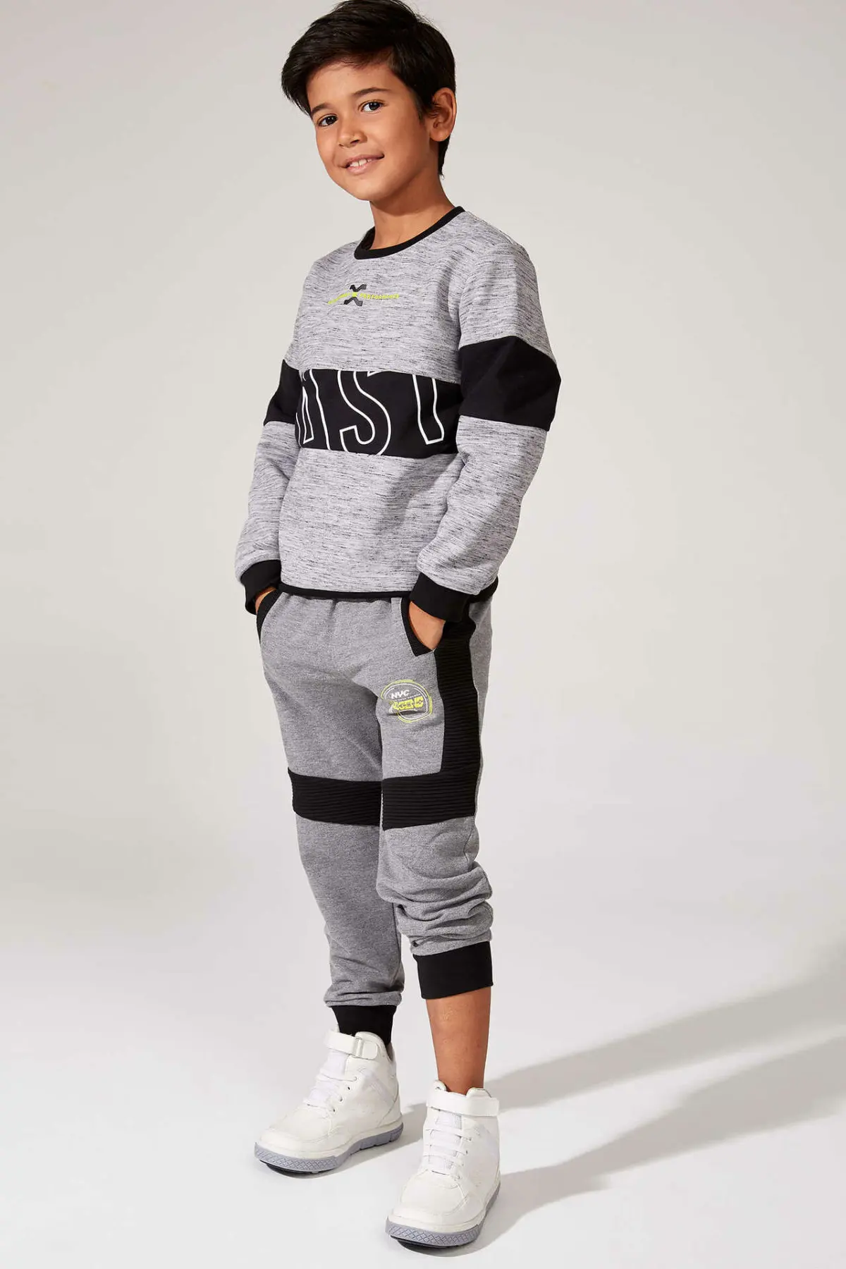 

DeFacto Boy Casual Gray Trousers Fashion Drawstring Sweatpants Boys Striped Loose Long Pants Autumn New- L3553A619AU