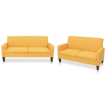 

2 pcs Yellow sofa fabric sofa Set