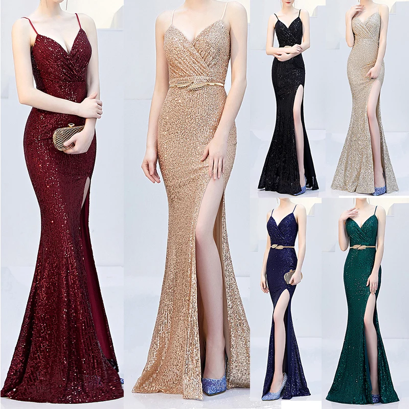 Для женщин пикантное Платье Vestidos De Fiesta с длинными рукавами пайетками вечерние