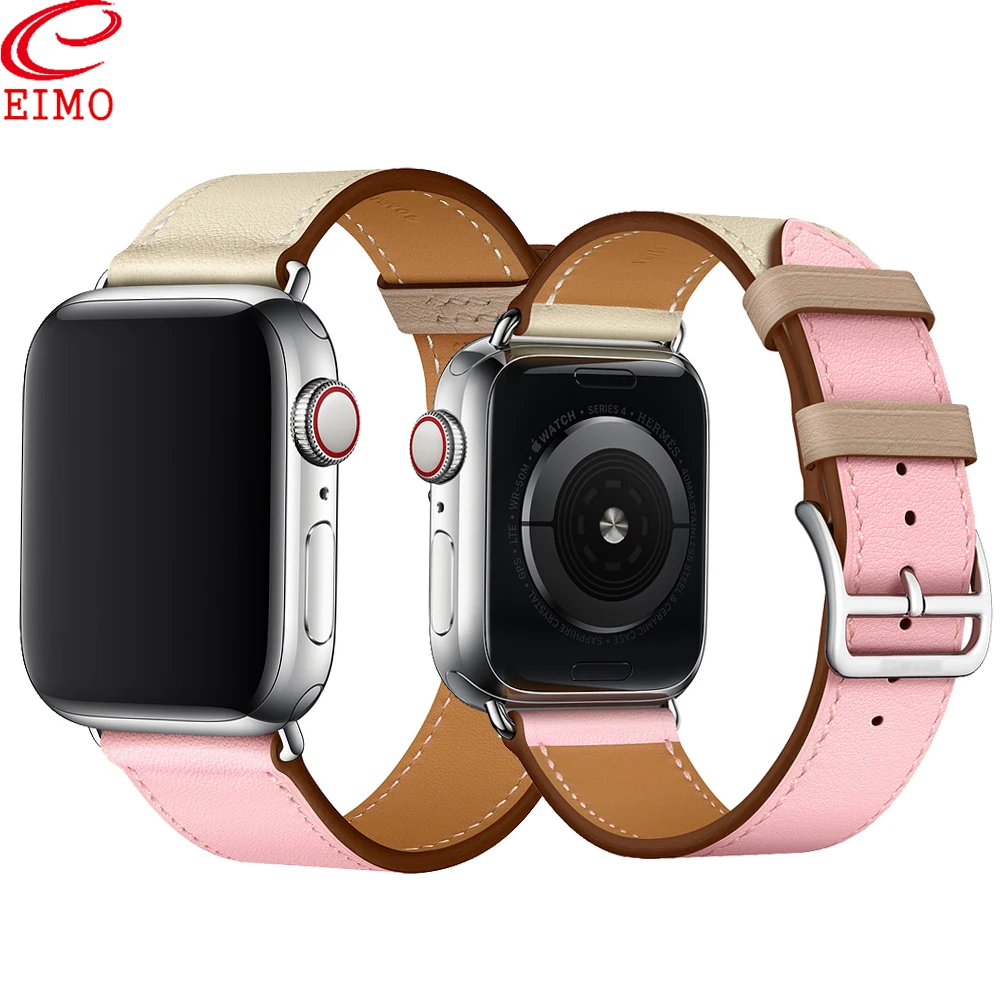 

EIMO Strap for apple watch Band Genuine Leather apple watch 4 3 38 mm iwatch band 42mm 44mm 40mm Single tour bracelet Watchband