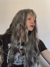 Largo SHANGKE-Peluca de pelo rizado sintético resistente al calor para mujer, pelo falso Natural con parte de pelo medio