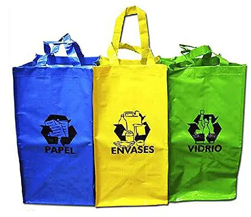 Papelera robusta de reciclaje (Papel y cartón) para zonas comunes. Regalo  10 bolsas azules.