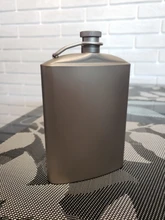 Screw-Cap Flat-Bottle Titanium Flask Ultralight Hiking Outdoor Wine with Clip Hydration