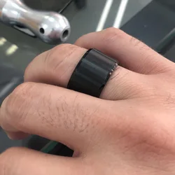 Men's Extra Wide Black Stainless Steel Chunky Cigar Band Ring - 9