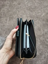 Cartera de cuero con cera de aceite para mujer, monedero de gran capacidad, con cremallera, bolso de mano largo, tarjetero, 2020