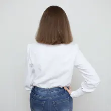 Turtleneck Blouse Puff-Sleeve White Shirt Ladies Top OOTN Office Elegant Casual Solid