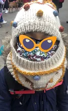 Sombrero de punto con pompones y bufanda de punto infinity para bebé, Niña y niño, 2021