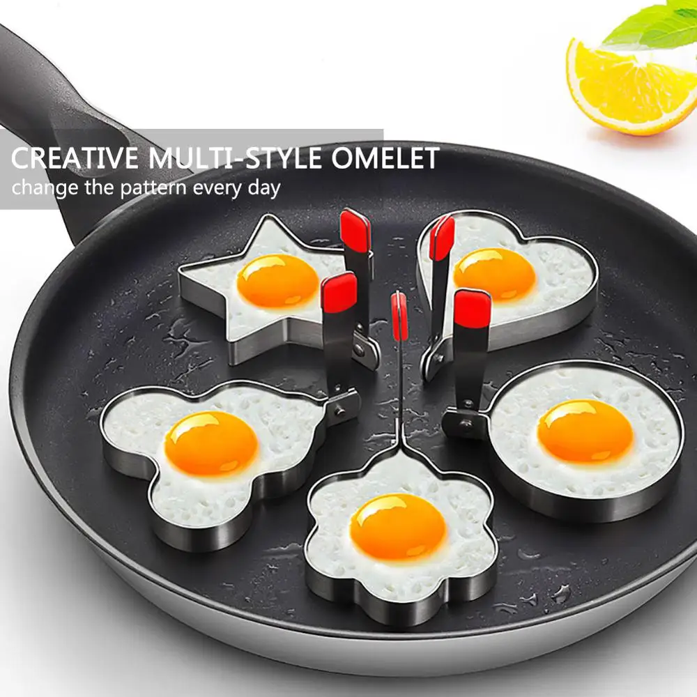 

Silver Stainless Steel Fixed Mixing Omelette with Heat-resistant Handles Making sandwich cakes - 1 set (5 pieces)