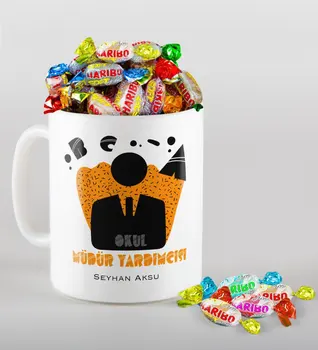 

Personalized School Assistant Manager Mug and Haribo Candy Gift Seti-2