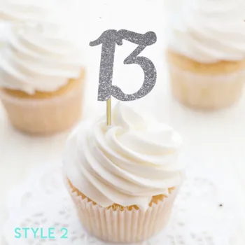 

Custom Number 13 glitter Cupcake Toppers,Thirteen Food Picks, 13th Birthday Decorations, Personalised 13th Anniversary Party