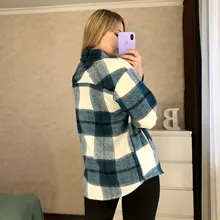 Plaid Shirt Blouses Oversize-Top Chic Fashion Women Woolen ZXQJ Female Casual Ladies