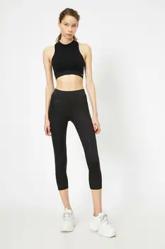 

Koton Women Black Tight-Fitting Cut Leggings 0 YAK42369NK