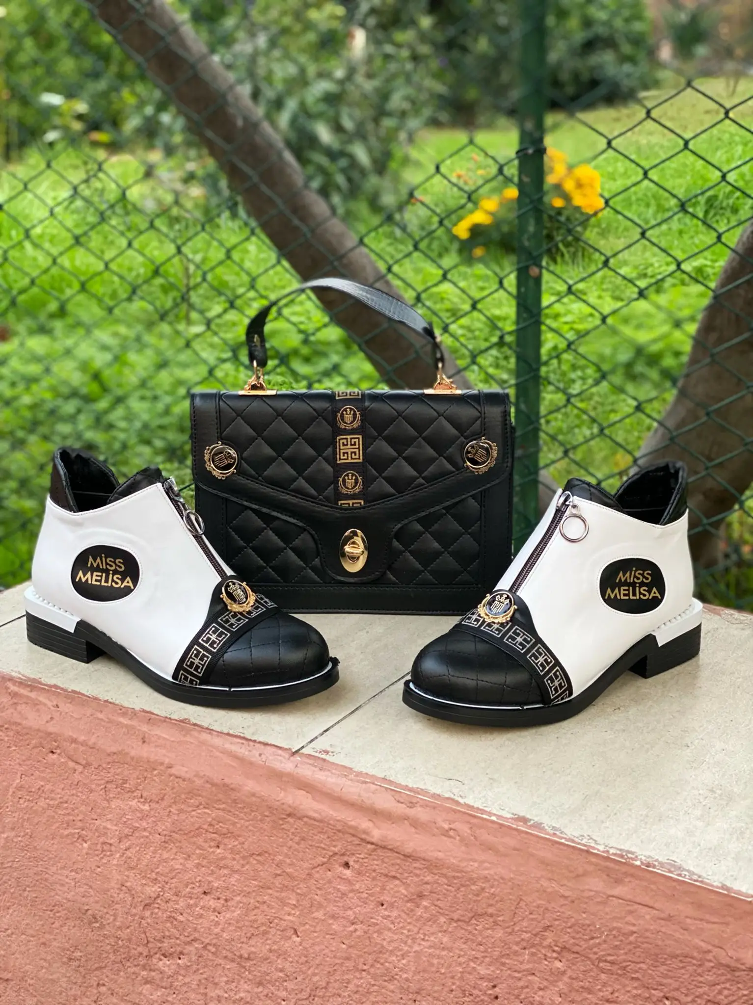 

Miss Melisa Women's Black and white Boots 2021 Models Stylish Noble Design Special for You set of 2 code K1323